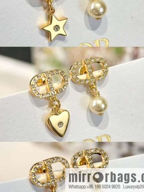 wsxc1734964305042_0-800x800igc5u42fg4l17680_20250625195432.jpg New ☑️ Dior asymmetrical pentagram peach heart four-leaf clover stud earrings