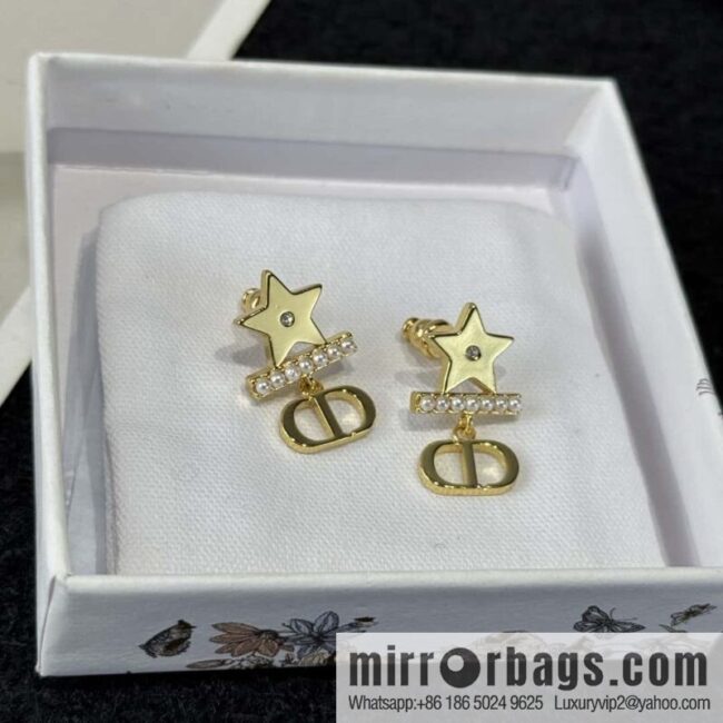 ❗️New ❗️ ☀️ new ☑️ Dior pearl CD pentagram ⭐ star stud earrings ☀️