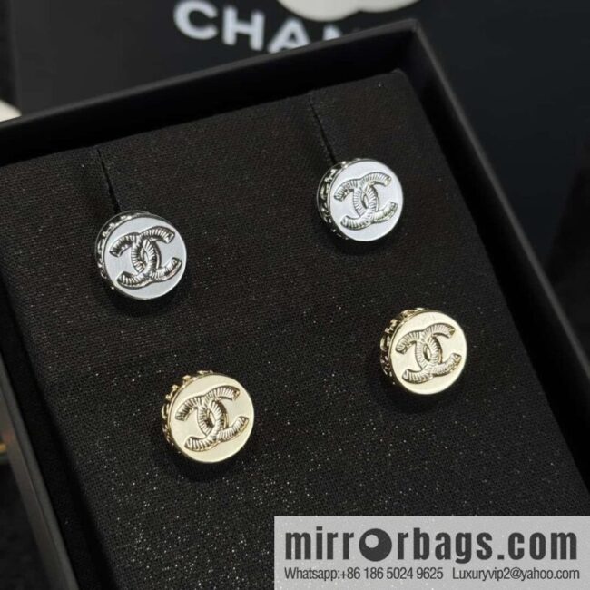 ❗️New ❗️ ☀️ new ☑️ Chanel double c round button stud earrings ☀️