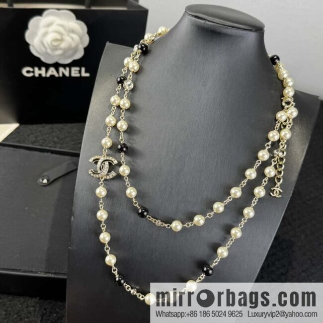 ❗️New ❗️ ☀️ New ☑️ Chanel Double C Pearl Sweater Chain Necklace ☀️