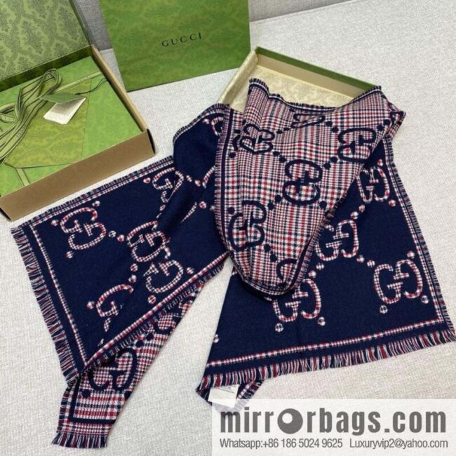 wsxc1739475654698_7-800x800k0wvytqv55h6143_20250625124032.jpg GUCCI π \"Wool Double Sided Scarf\" Blueberry Color 660025