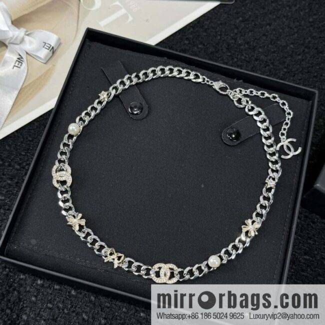 ❗️New ❗️ ☀️ New ☑️ Chanel Double C Chain Clover Bow Necklace ☀️