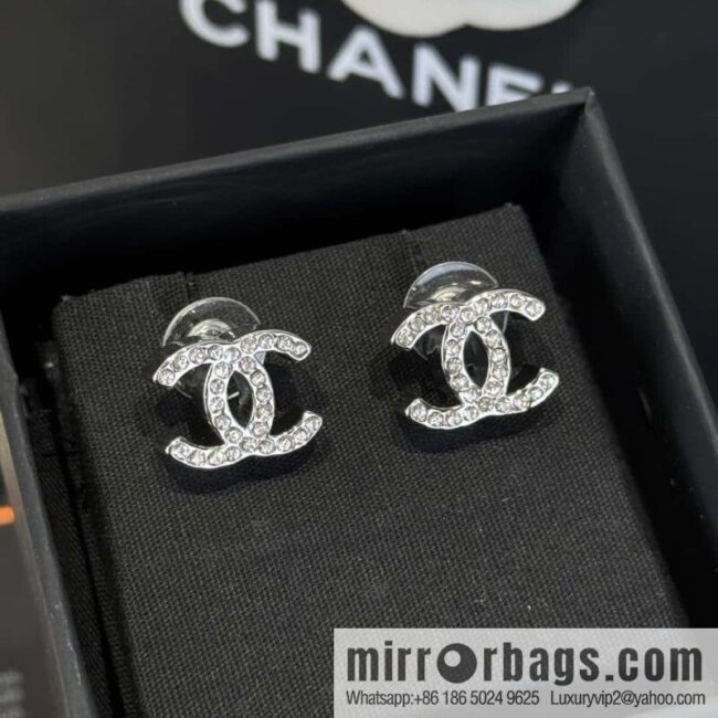 ❗️New ❗️☀️ new ☑️ Chanel C1 double c full diamond stud earrings ☀️
