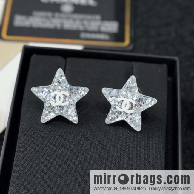 ❗️New ❗️☀️ new ☑️ chanel c1 double c acrylic star stud earrings ☀️