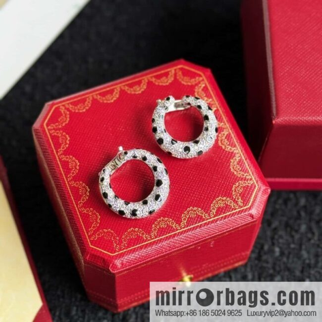 ❗️CNC version ❗️ ☀️ Cartier classic full diamond leopard print earrings earrings ☀️
