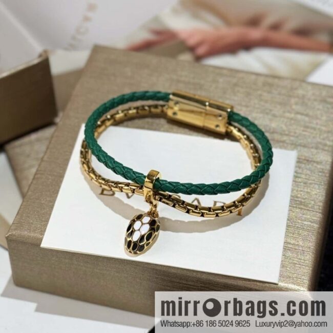 ❗️New ❗️ 7 color ☀ BVLGARI SERPENTI FOREVER series snakehead double leather rope bracelet bracelet ☀️