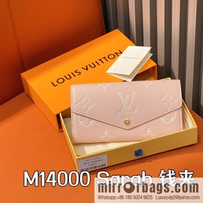 [Boutique‑grade] M14000 pink silk screen print, full leather flip wallet, this Sarah wallet.