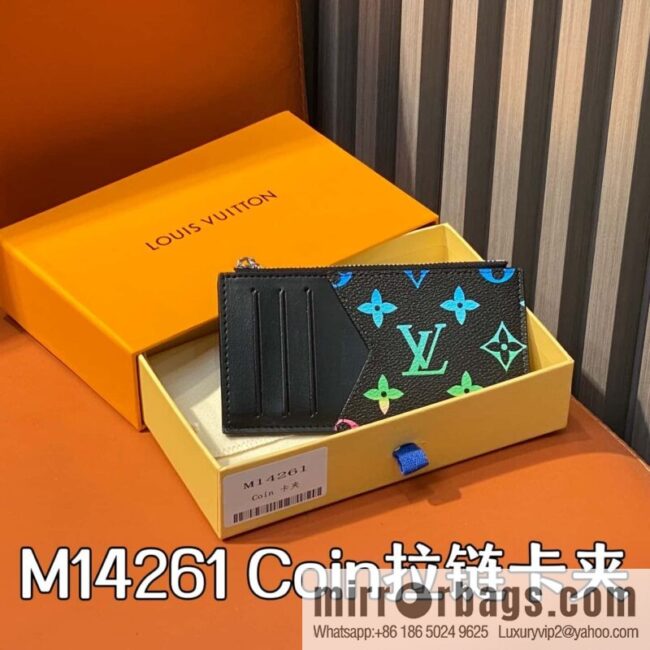 [Boutique‑grade] M14261 black gradual change card bag card clip, new Coin zipper card clip
