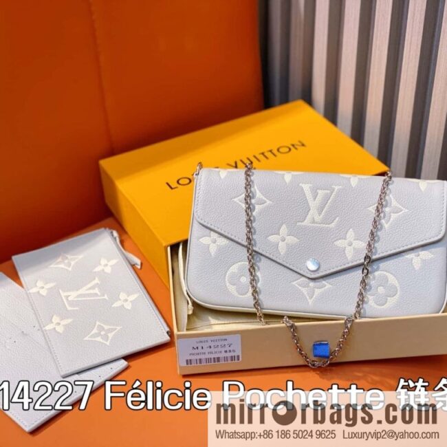 [Boutique‑grade] M14227 taro purple silk screen print, full leather embossed three-piece Félicie Pochette chain bag