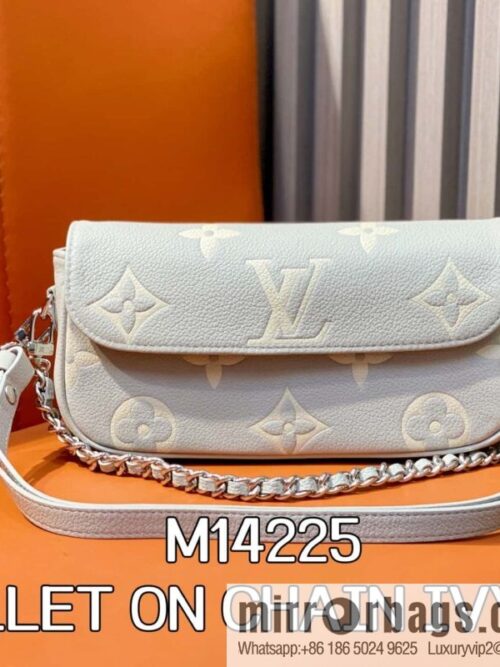 [Boutique‑grade] M14225 taro purple, full leather chain armpit bag WALLET ON CHAIN IVY handbag