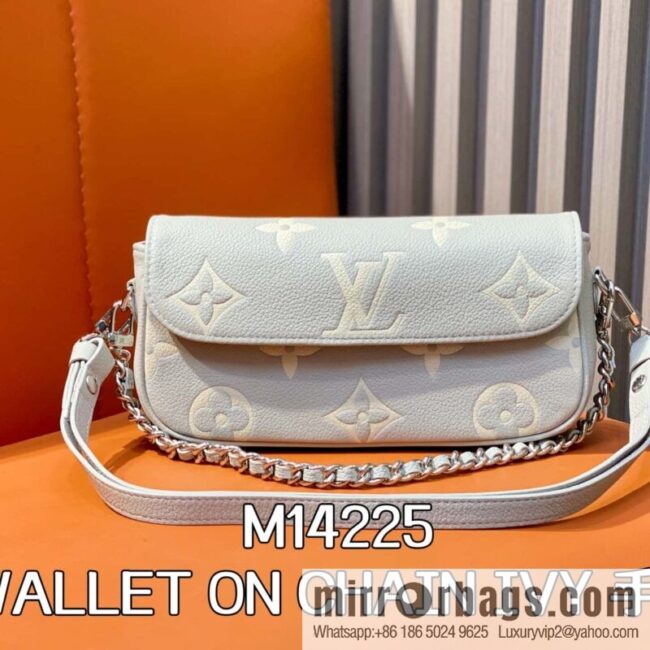 [Boutique‑grade] M14225 taro purple, full leather chain armpit bag WALLET ON CHAIN IVY handbag