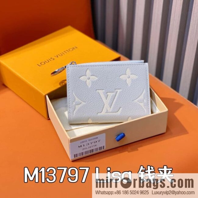 [Boutique‑grade] M13797 mashed taro purple (silk screen printing) full leather 20% off wallet Lisa wallet