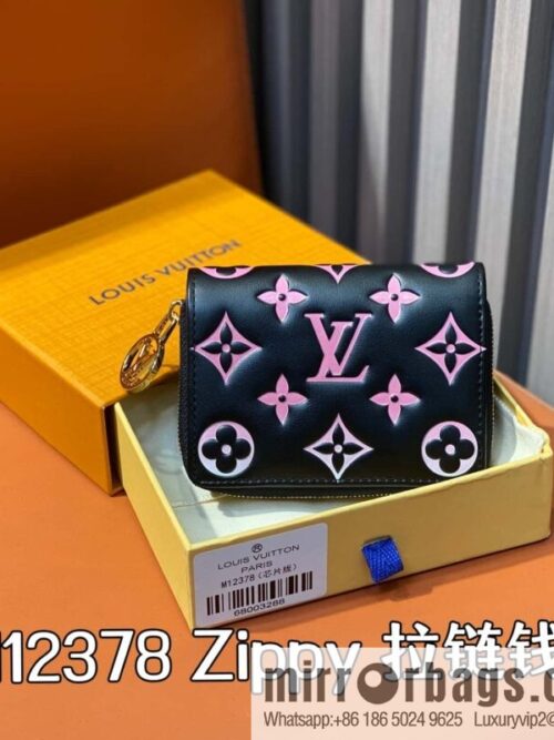 [Boutique‑grade] M12378 black silk screen print, full leather single zipper short wallet Zippy zipper wallet