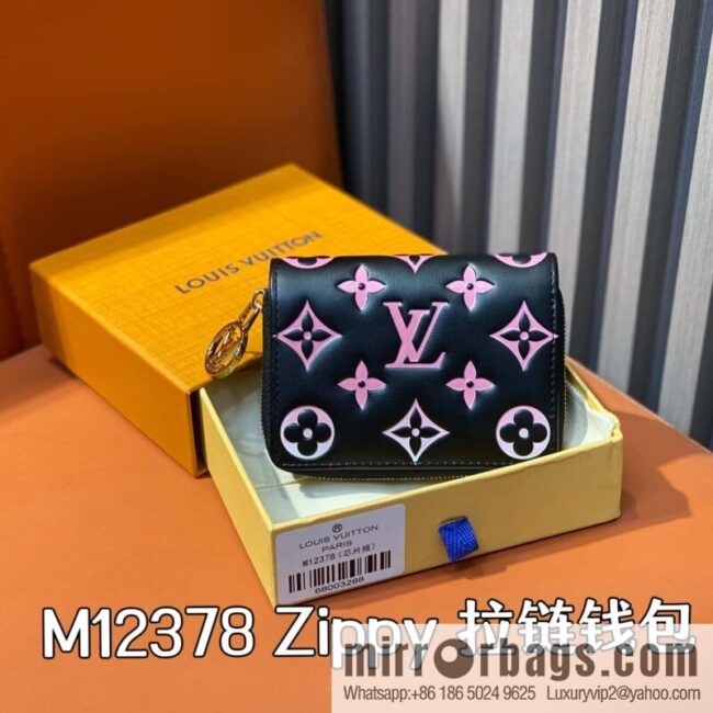 [Boutique‑grade] M12378 black silk screen print, full leather single zipper short wallet Zippy zipper wallet