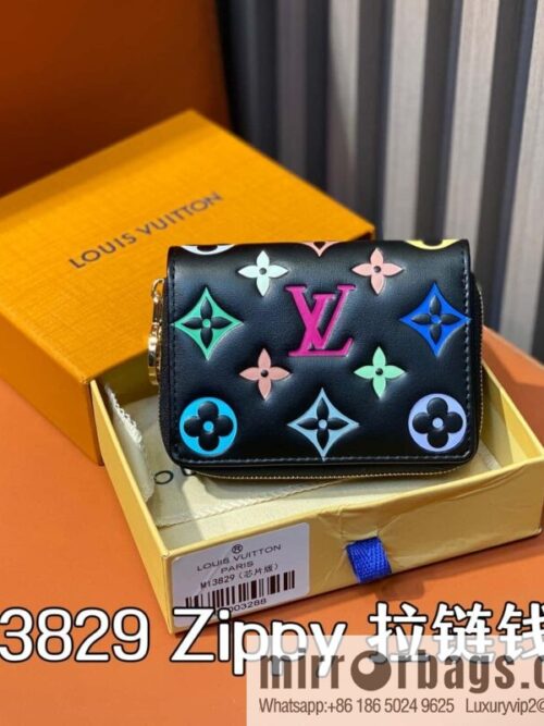 [Boutique‑grade] M13829 black silk screen, full leather single zipper short wallet