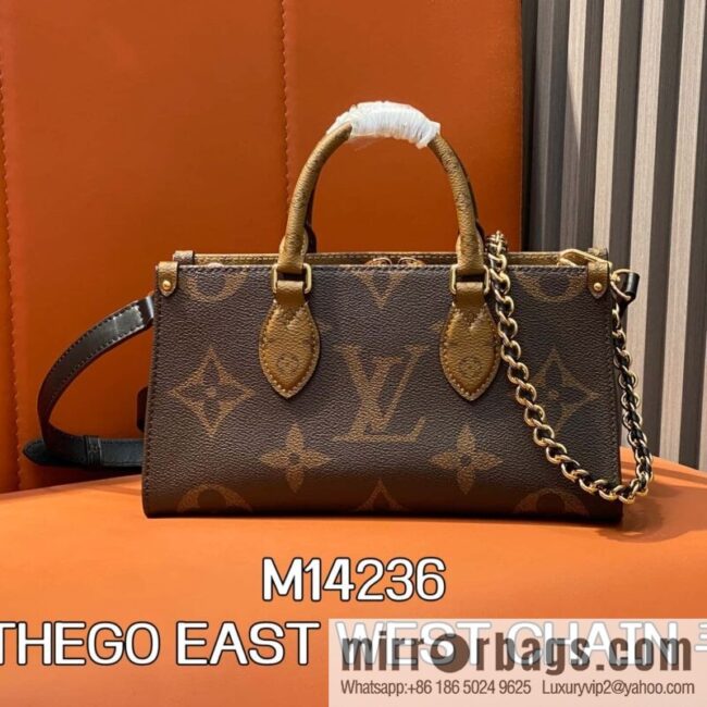 [Boutique‑grade] M14236 presbyopia/yellow flower, chain square bag ONTHEGO EAST WEST CHAIN handbag