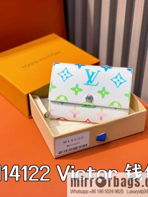 [Premium‑quality] M14122 white gradual change three fold wallet Victor wallet