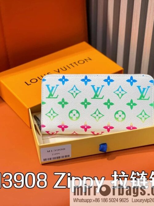 [Premium‑quality] M13908 white color gradual change single zipper wallet Zippy zipper wallet