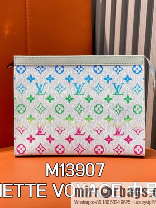[Boutique‑grade] M13907 white gradual change handbag clutch bag POCHETTE VOYAGE medium handbag
