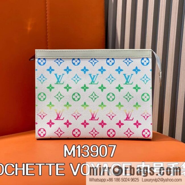 [Boutique‑grade] M13907 white gradual change handbag clutch bag POCHETTE VOYAGE medium handbag