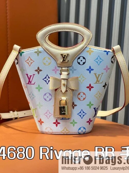 [Boutique‑grade] M14680 white color, bucket bag Rivage BB handbag 2025 spring and summer show