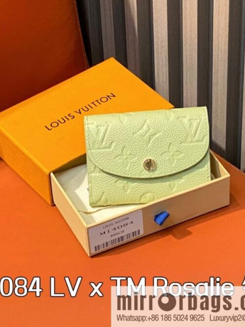 [Boutique‑grade] M14084 green white color, change bag wallet LV x TM Rosalie Coin Perth wallet
