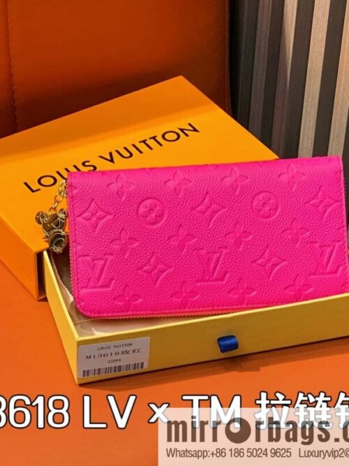 [Boutique‑grade] M13618 rose red and white, single zipper wallet LV × TM zipper wallet