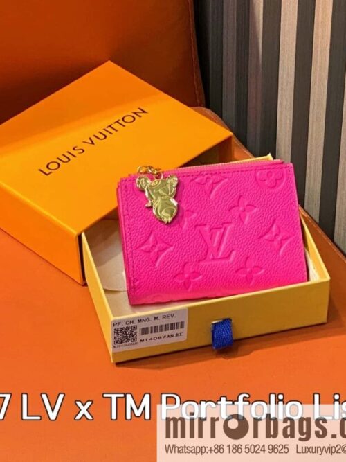 [Boutique‑grade] M14087 rose red and white, two fold wallet LV x TM Portfolio Lisa wallet