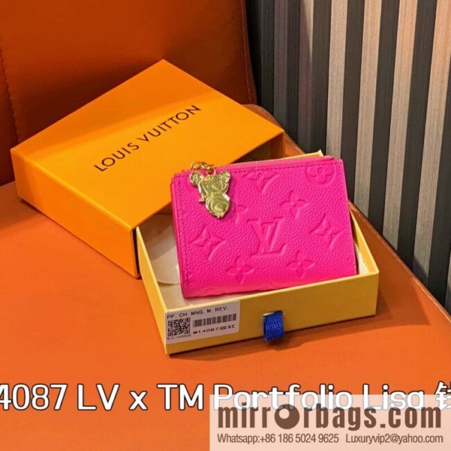 [Boutique‑grade] M14087 rose red and white, two fold wallet LV x TM Portfolio Lisa wallet