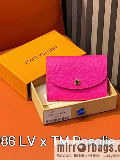 [Boutique‑grade] M14086 rose red and white, change bag wallet LV x TM Rosalie Coin Perth wallet