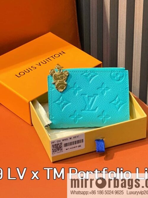 [Boutique‑grade] M14089 blue white color, two fold wallet LV x TM Portfolio Lisa wallet