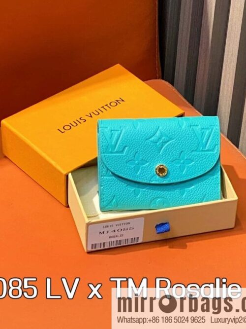 [Boutique‑grade] M14085 blue white color, change bag wallet LV x TM Rosalie Coin Perth wallet