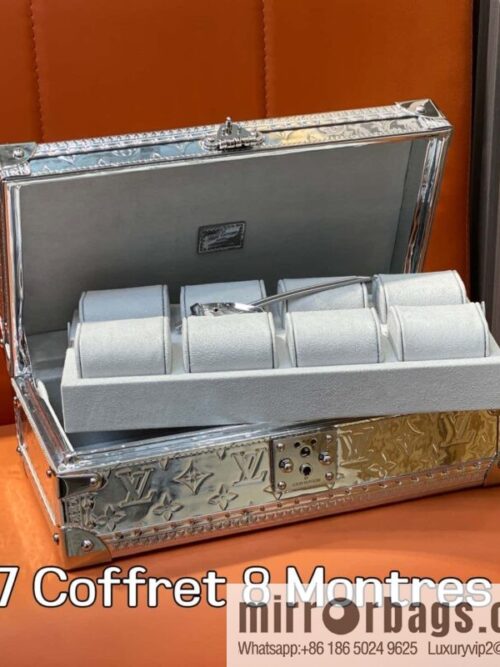 [Boutique‑grade] M12277 silver patent leather, case watch case Coffret 8 Montres watch case