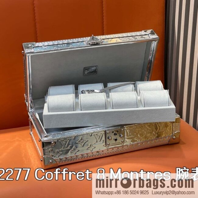 [Boutique‑grade] M12277 silver patent leather, case watch case Coffret 8 Montres watch case