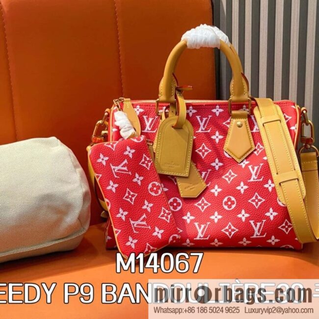 [Boutique‑grade] M14067 red, full leather pillow bag peedy SPEEDY P9 BANDOULIZRE30 handbag