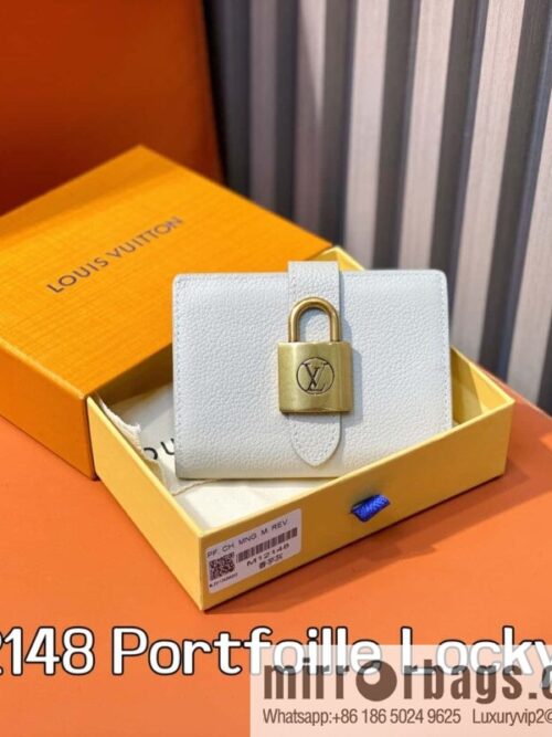 [Boutique‑grade] M12148 taro ash, full leather wallet series Portfoille Locky wallet