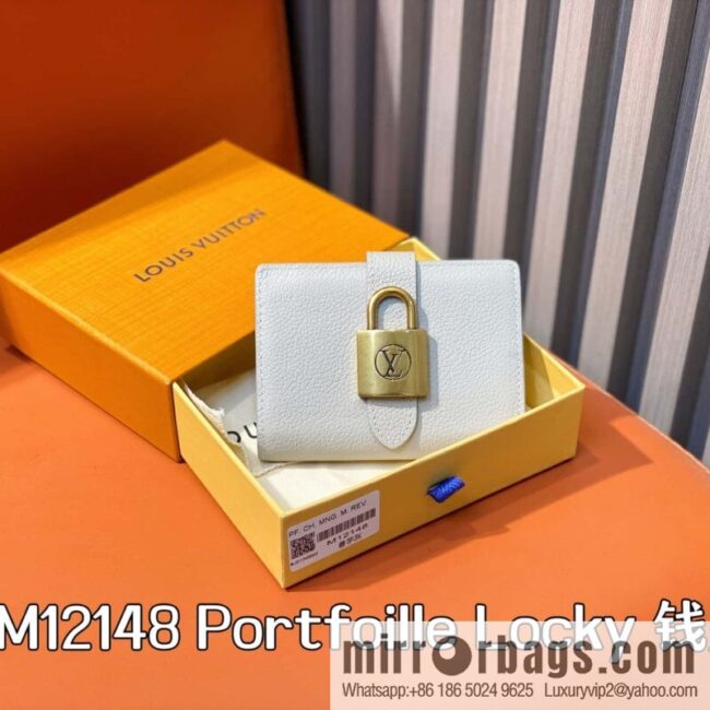 [Boutique‑grade] M12148 taro ash, full leather wallet series Portfoille Locky wallet