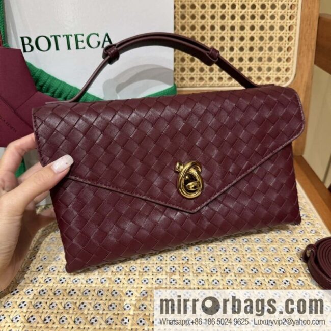 BV Knot Lock Messenger Bag 817191 Barolo Burgundy