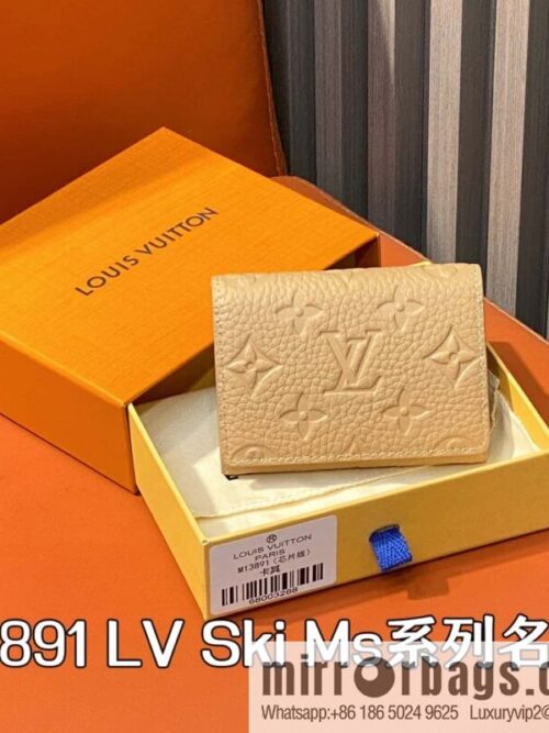 [Boutique‑grade] M13891 khaki, full leather business card holder wallet LV Ski Ms series business card holder