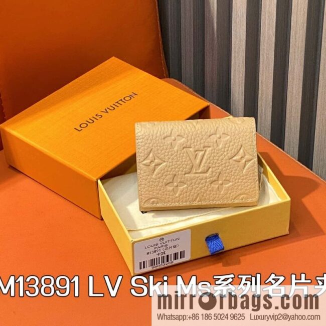 [Boutique‑grade] M13891 khaki, full leather business card holder wallet LV Ski Ms series business card holder