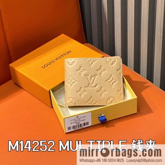 [Boutique‑grade] M14252 khaki, full leather short suit clip MULTIPLE wallet