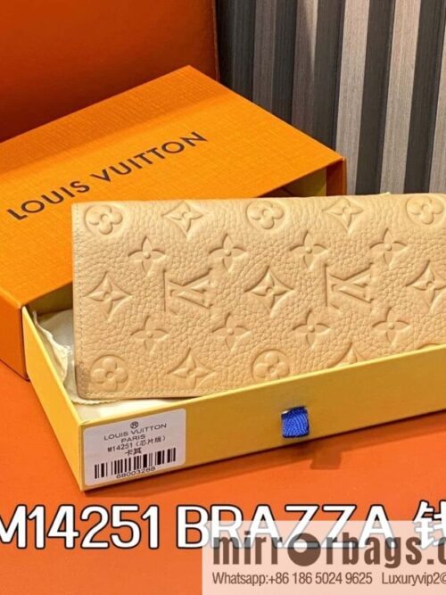 [Boutique‑grade] M14251 khaki, full leather long suit clip BRAZZA wallet