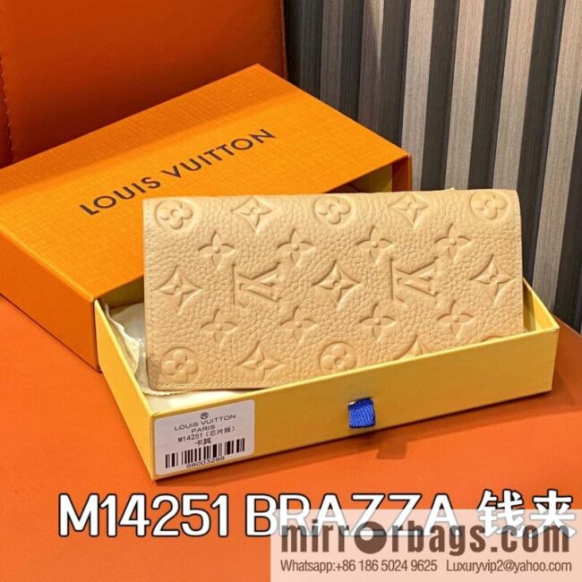 [Boutique‑grade] M14251 khaki, full leather long suit clip BRAZZA wallet