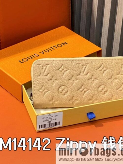 [Boutique‑grade] M14142 khaki, full leather single zipper wallet