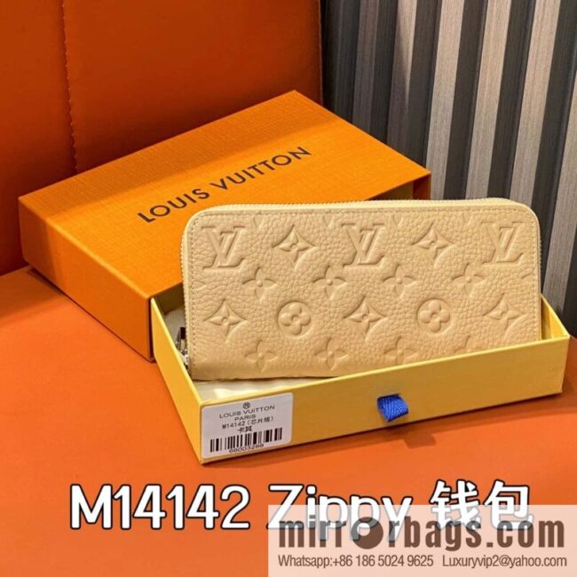 [Boutique‑grade] M14142 khaki, full leather single zipper wallet
