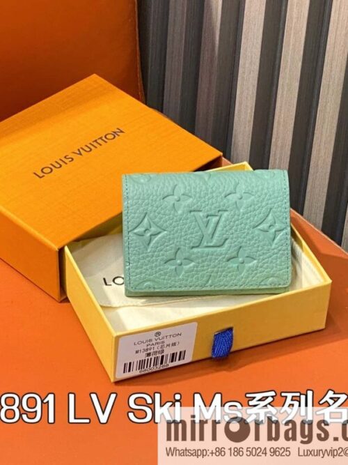 [Boutique‑grade] M13891 mint green full leather business card holder wallet LV Ski Ms series business card holder