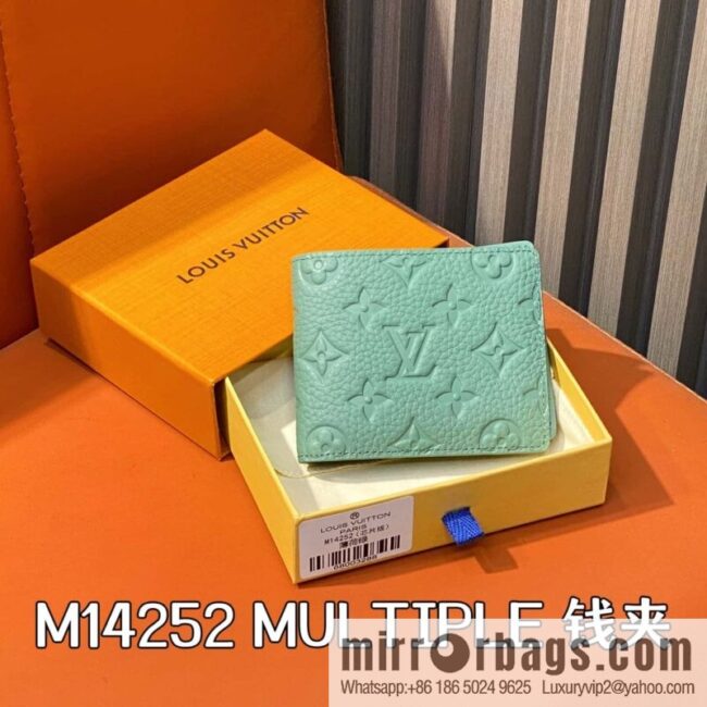 [Boutique‑grade] M14252 mint green, full leather short suit clip MULTIPLE wallet