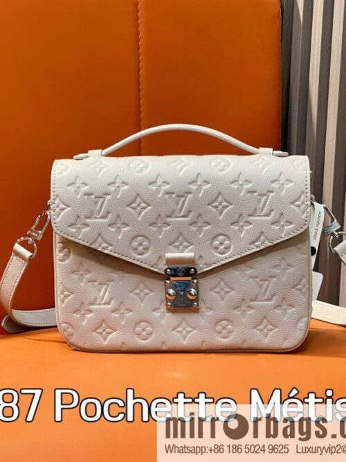 [Boutique‑grade] M41487 hazy gray taro purple, full leather embossed messenger bag Pochette Métis handbag