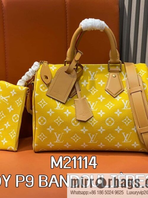 [Boutique‑grade] M21114 yellow, full leather pillow bag speedy SPEEDY P9 BANDOULIZRE30 handbag