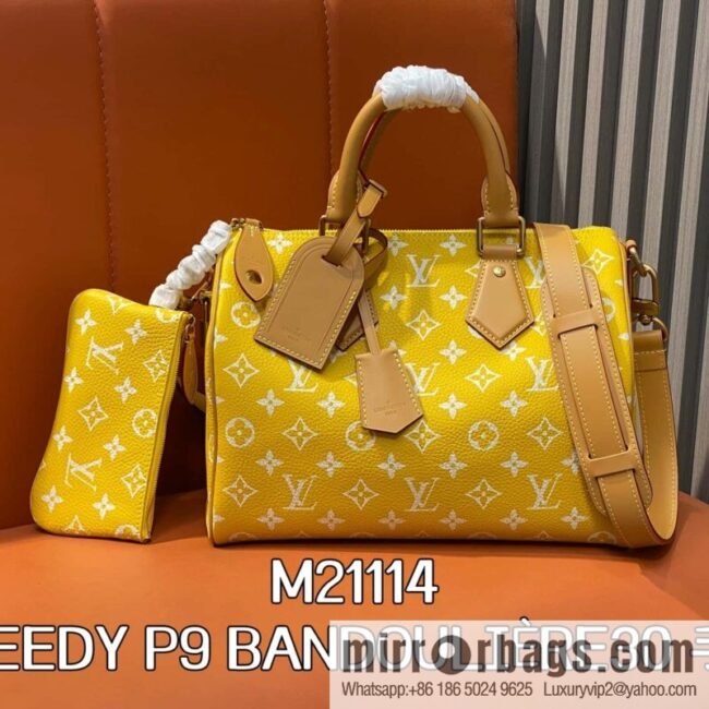 [Boutique‑grade] M21114 yellow, full leather pillow bag speedy SPEEDY P9 BANDOULIZRE30 handbag